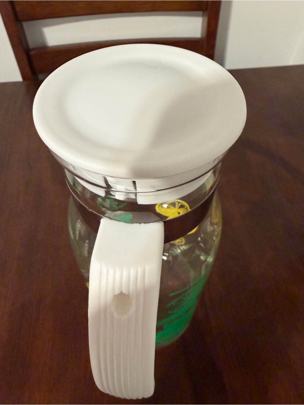 Vintage Pyrex Glass Lemon Lime Pitcher Carafe 1 Quart Welcome Degustation! 9.5" - Picture 7 of 7